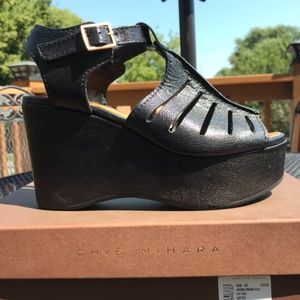 Chie Mihara Black Platform Sandals sz 36/6